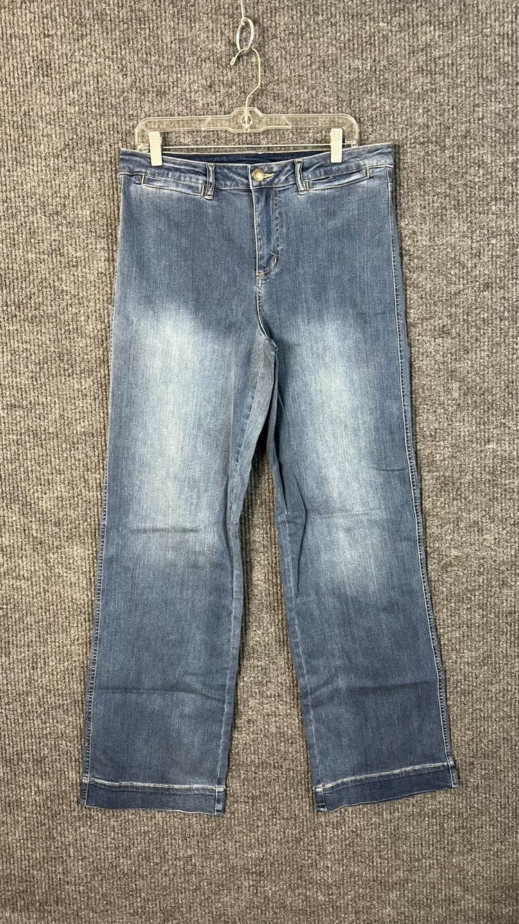 Belle Kim Gravel Jeans Womens 12 Tall Blue Medium Wash Mini Pockets Trousers